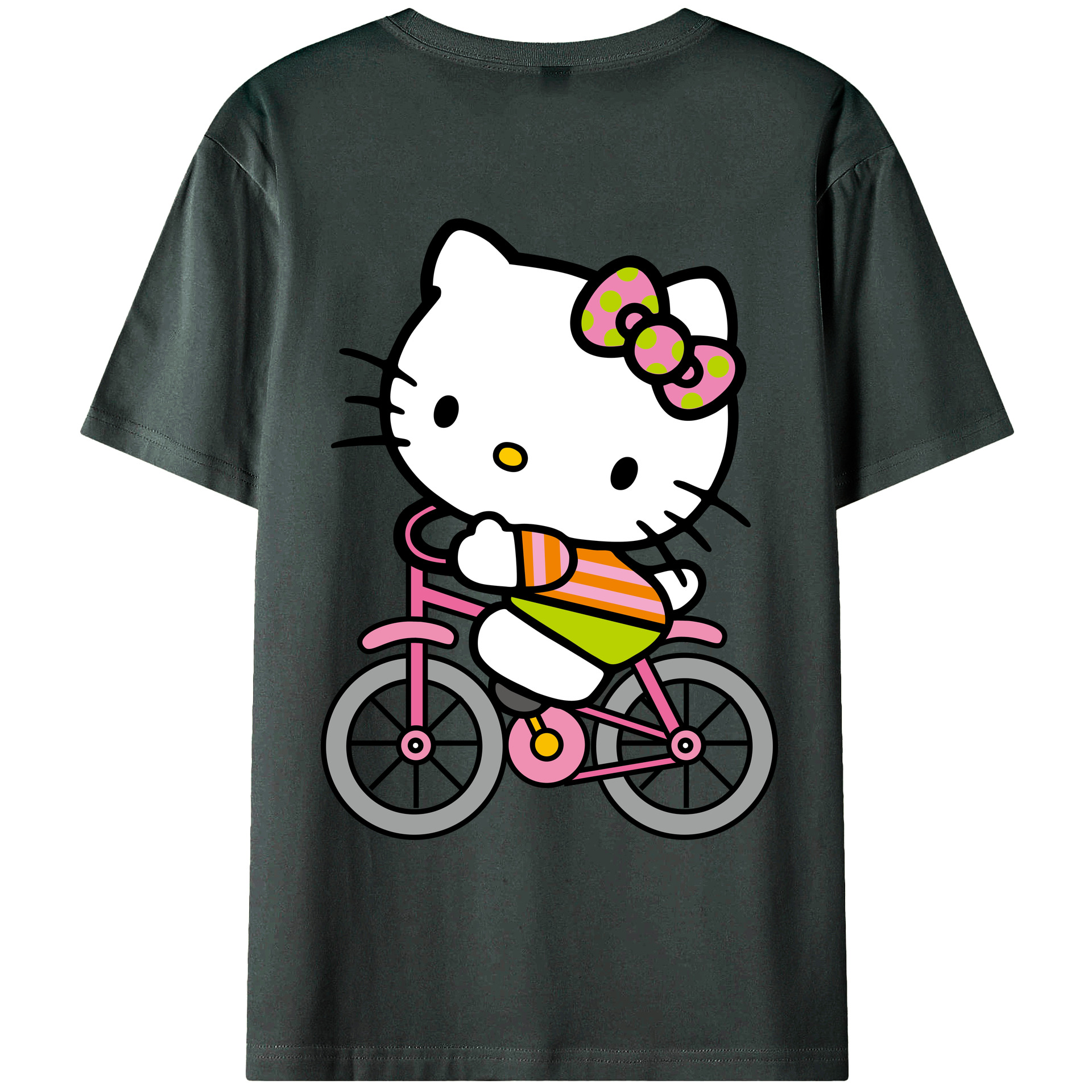 （画像用） Hello Kitty ハローキティ 綿100％ メンズ半袖Tシャツ（バックプリント） 通気性